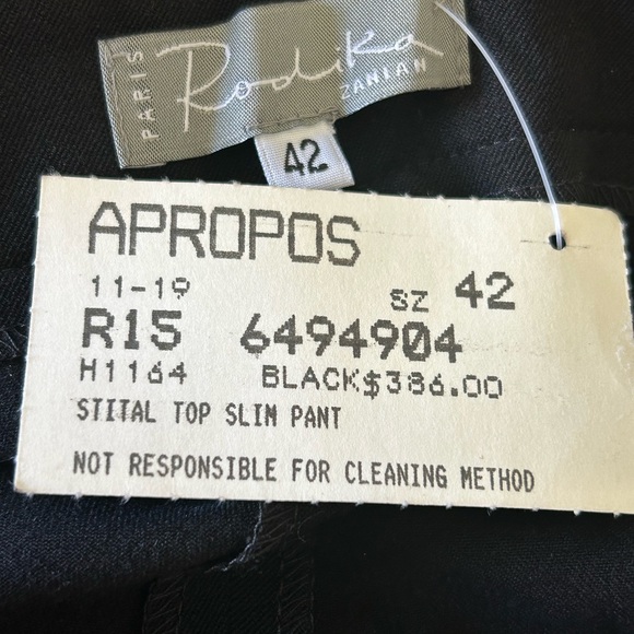 Rodika Zanian Womens Size 42 US Size 10 Black Pants Vintage NWT Old Stock - Picture 8 of 13